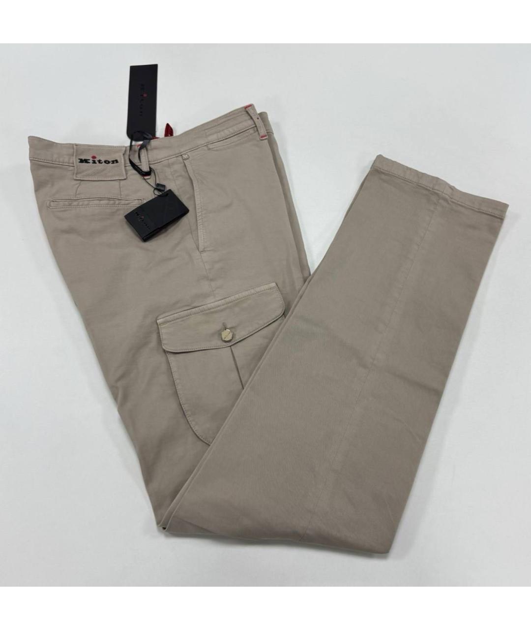 KITON Бежевые хлопковые повседневные брюки, фото 3