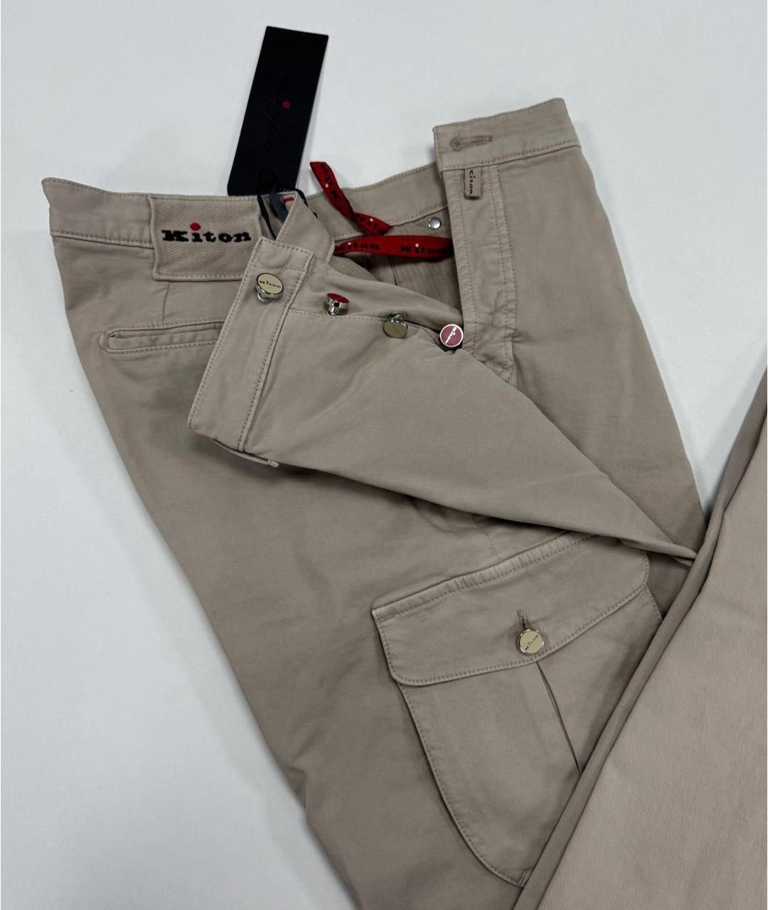 KITON Бежевые хлопковые повседневные брюки, фото 5