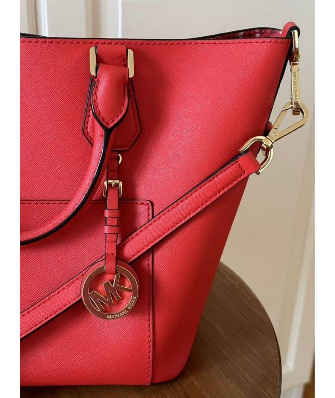 MICHAEL KORS Красная кожаная сумка тоут, фото 2