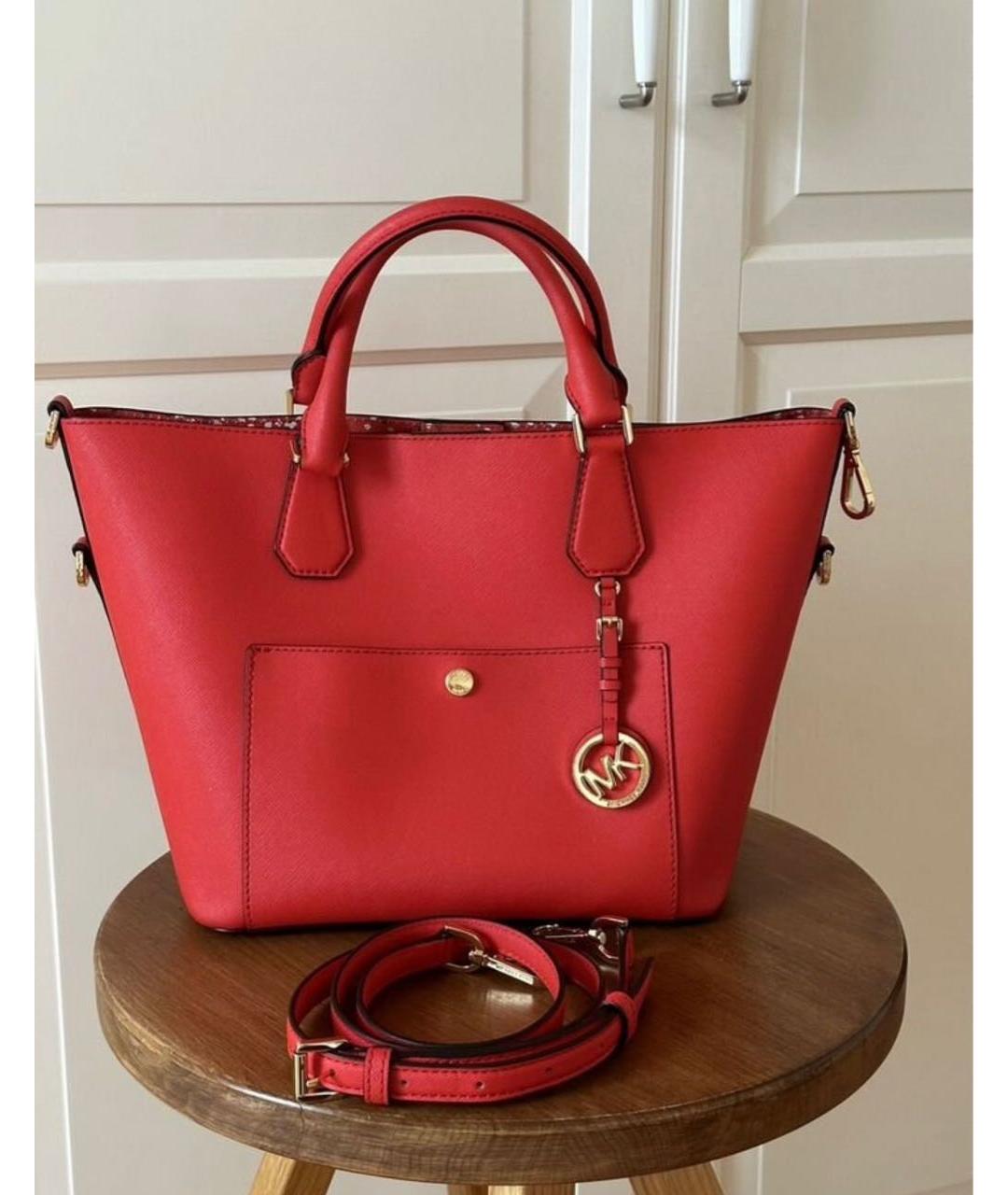 MICHAEL KORS Красная кожаная сумка тоут, фото 8