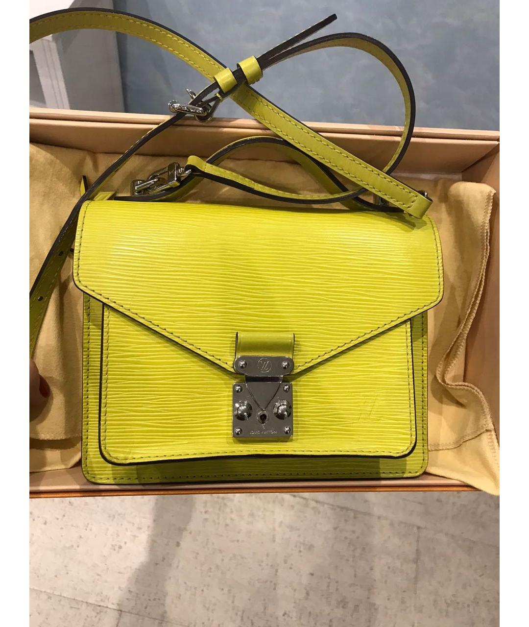 LOUIS VUITTON Желтая кожаная сумка через плечо, фото 8
