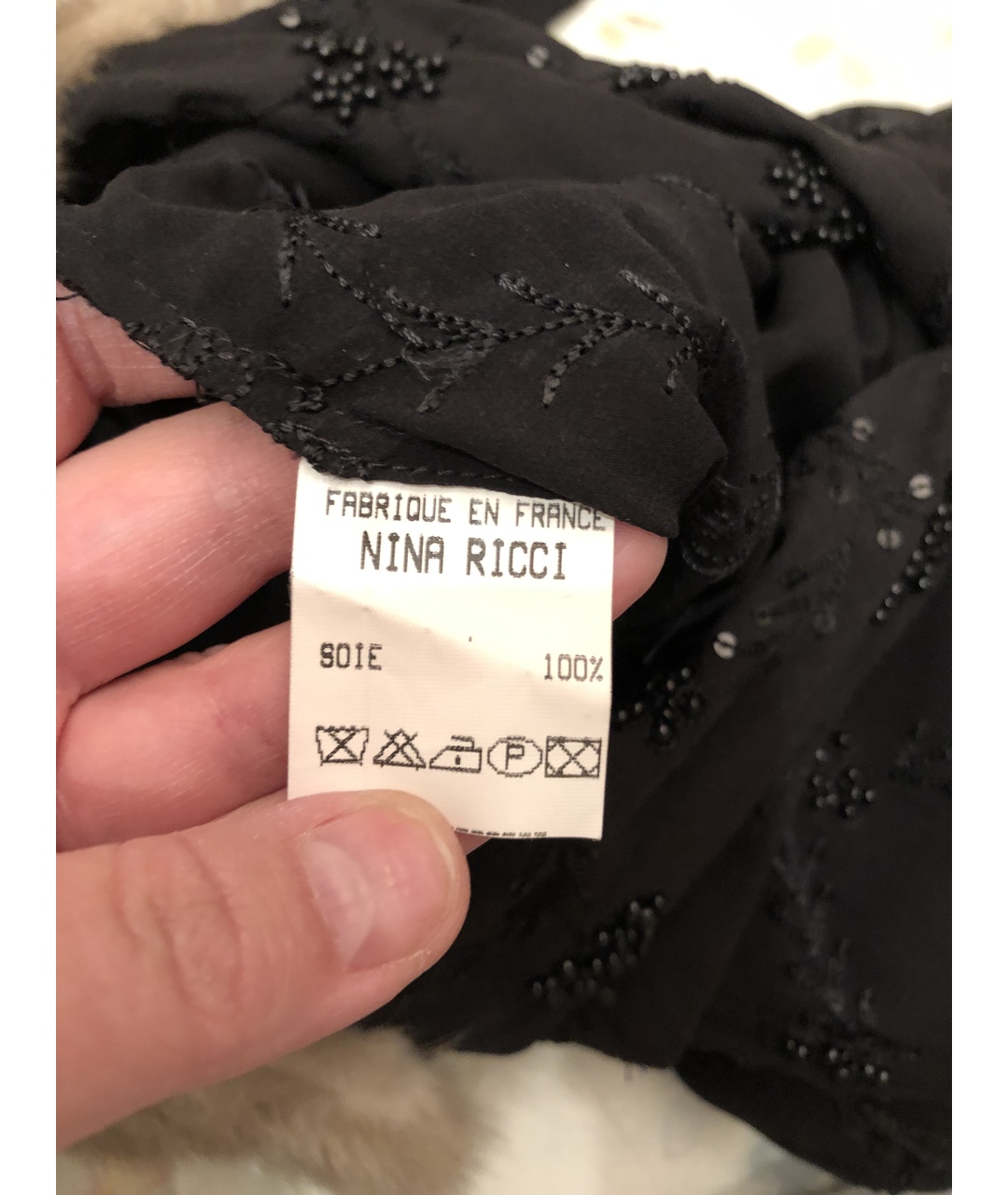 NINA RICCI VINTAGE Черная шелковая рубашка, фото 7