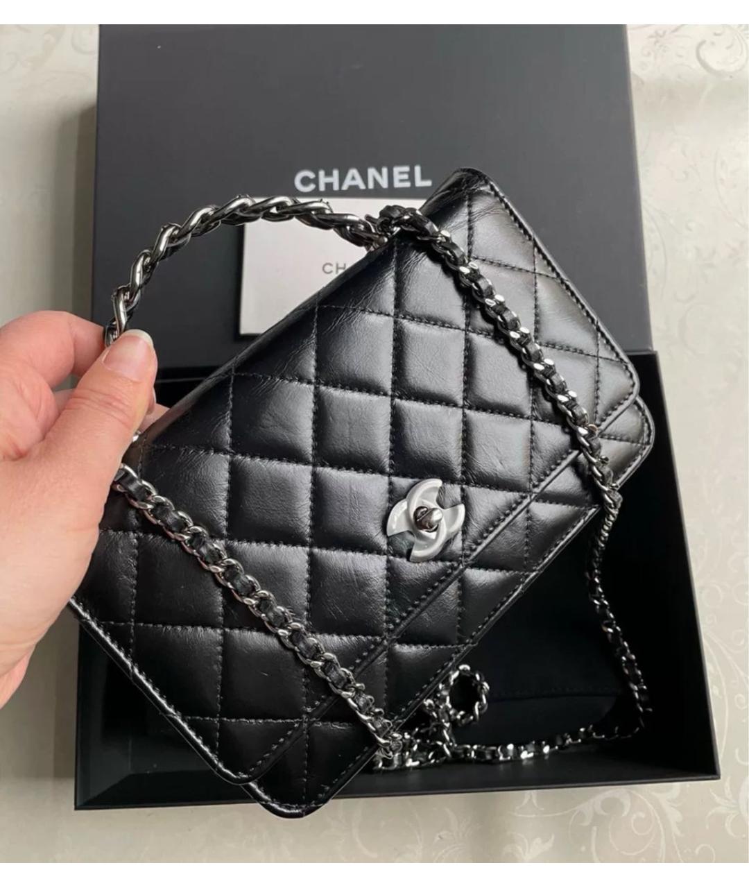 CHANEL Черная кожаная сумка через плечо, фото 2