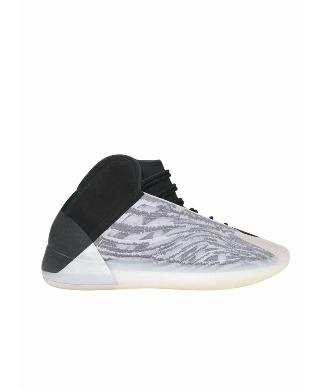 ADIDAS YEEZY Серебряные текстильные высокие кроссовки / кеды, фото 1