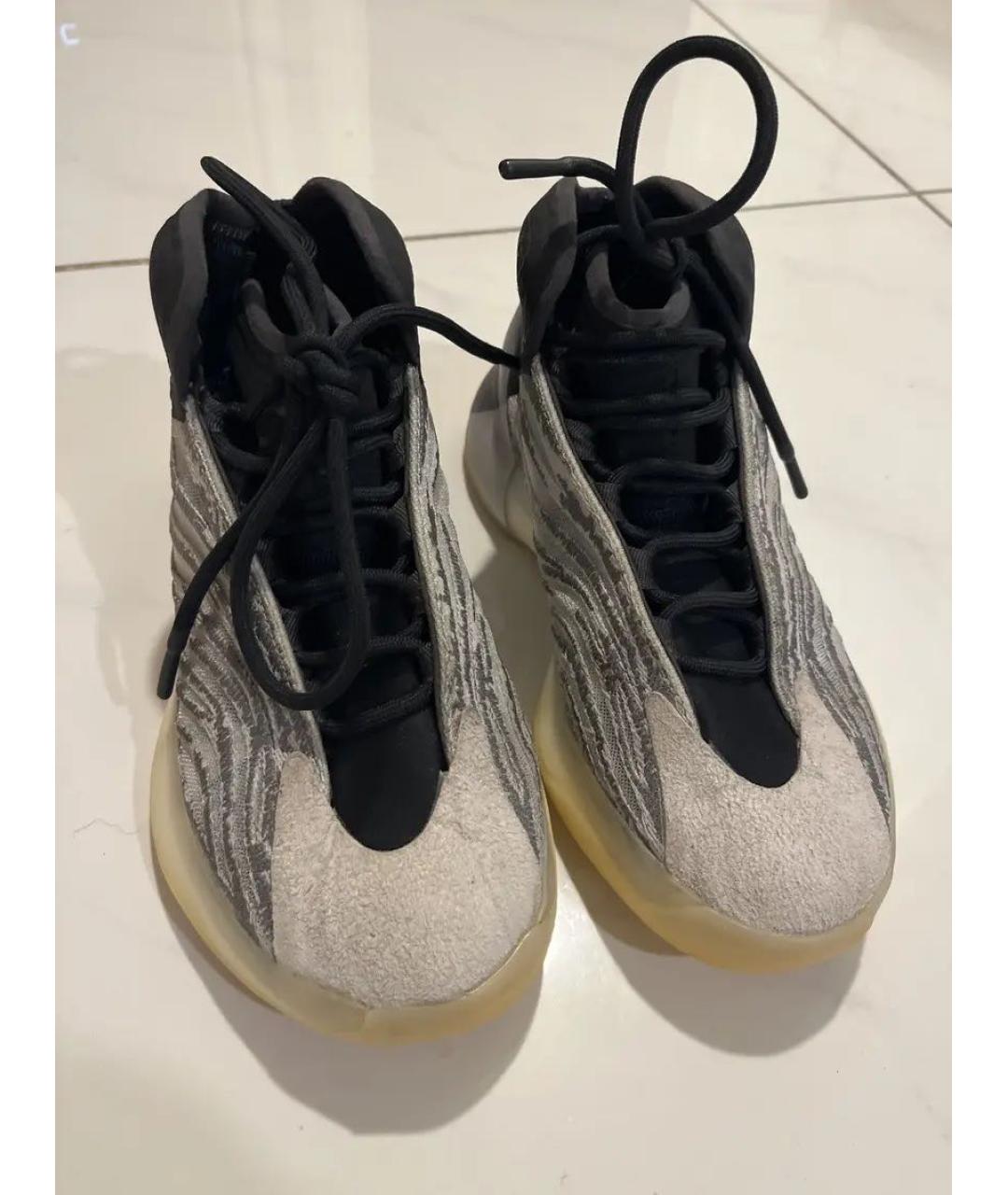 ADIDAS YEEZY Серебряные текстильные высокие кроссовки / кеды, фото 4