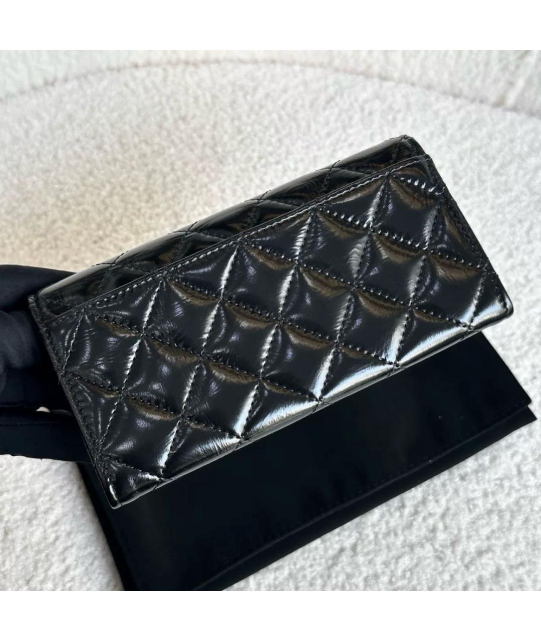 CHANEL Черный кожаный кошелек, фото 3