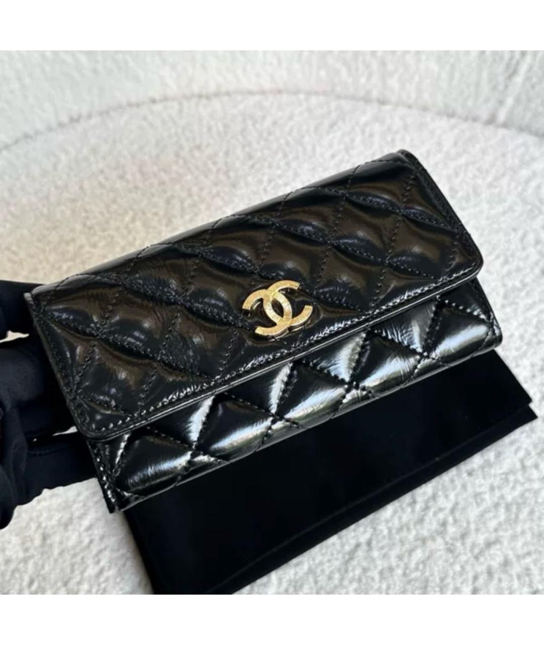 CHANEL Черный кожаный кошелек, фото 6