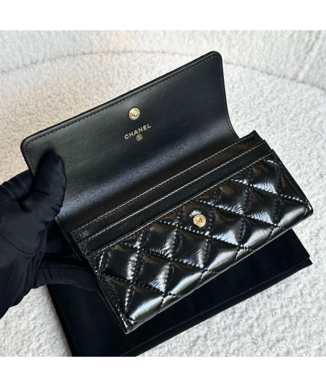 CHANEL Черный кожаный кошелек, фото 4