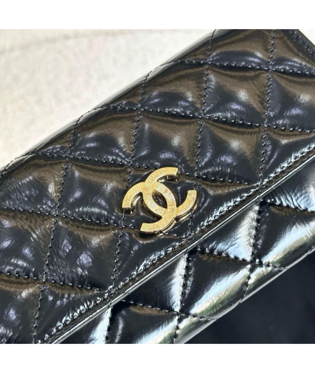 CHANEL Черный кожаный кошелек, фото 2