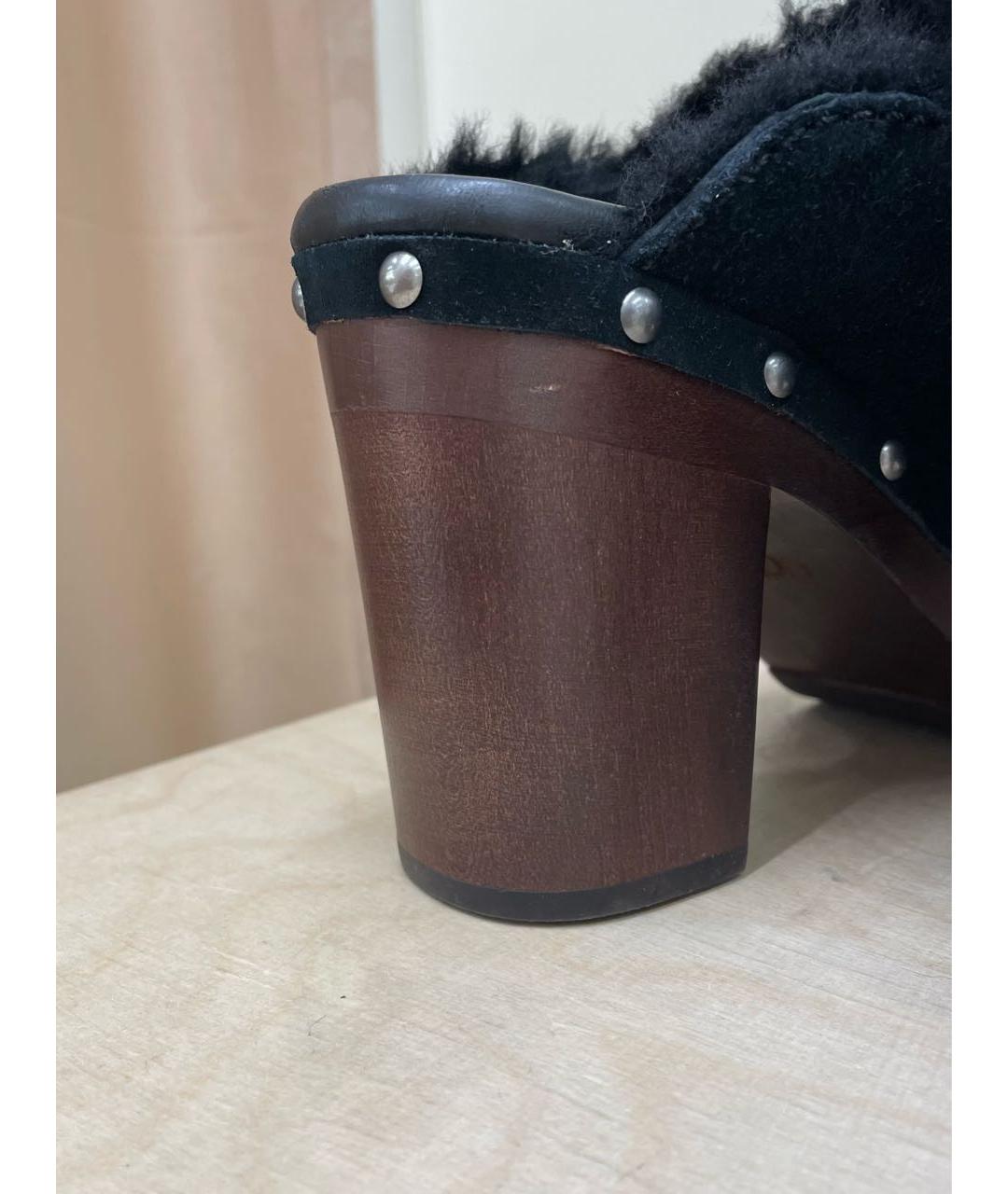 UGG AUSTRALIA Черные замшевые сабо, фото 8