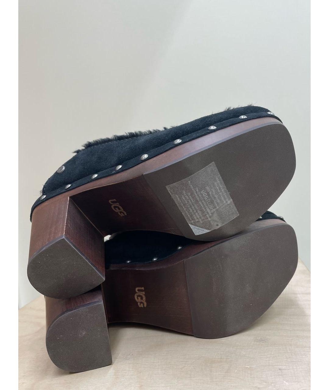 UGG AUSTRALIA Черные замшевые сабо, фото 6