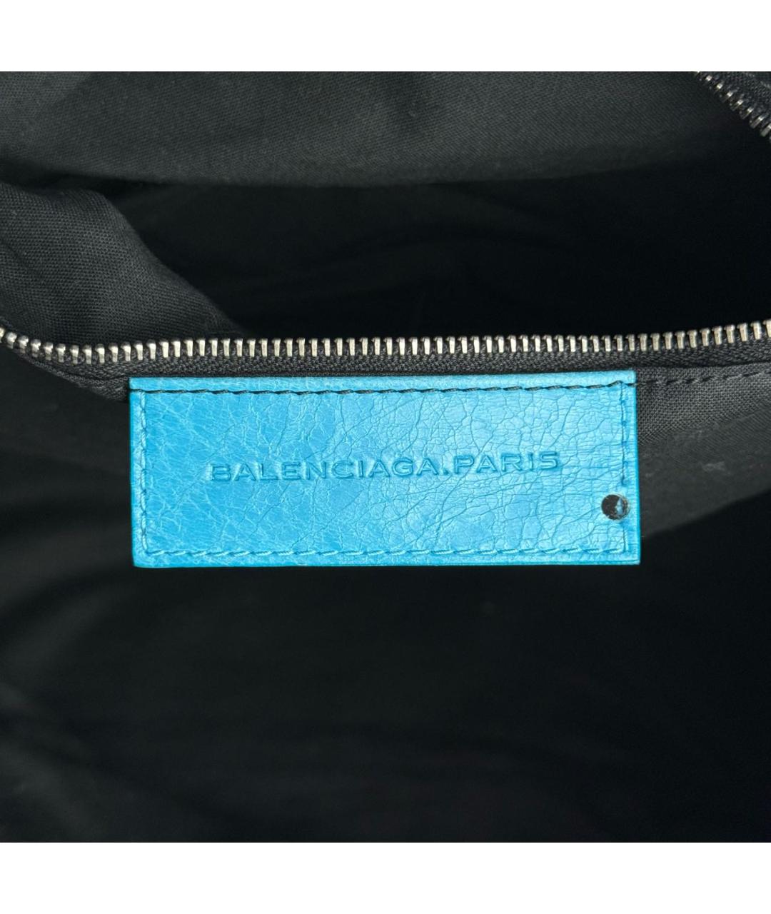 BALENCIAGA Голубая кожаная сумка с короткими ручками, фото 7