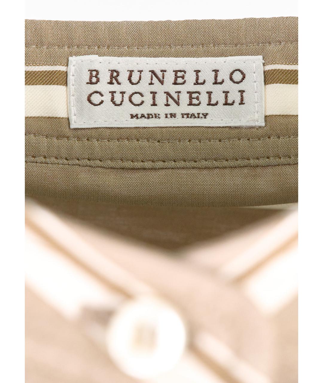 BRUNELLO CUCINELLI Бежевая шелковая блузы, фото 3