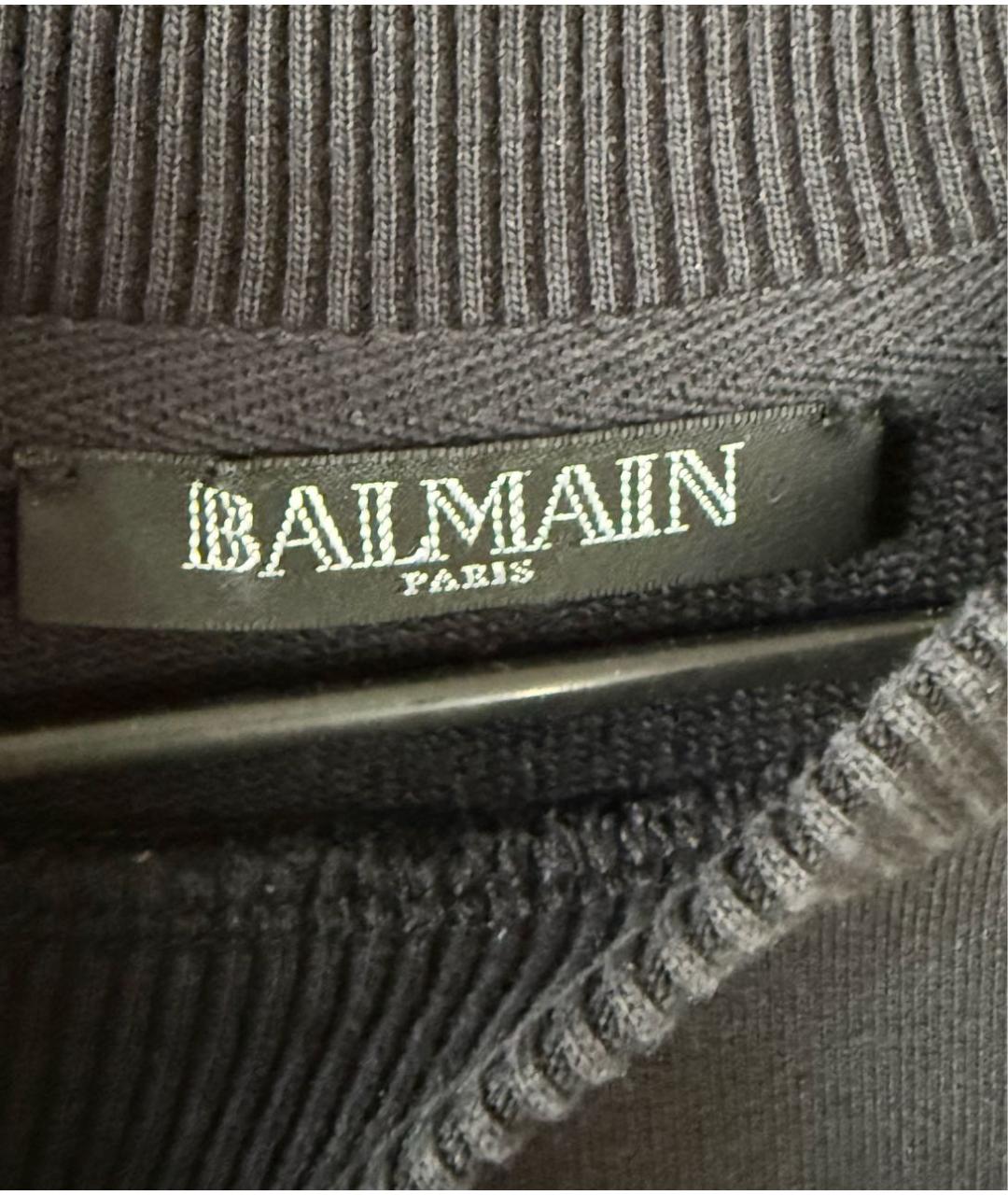 BALMAIN Черный хлопковый джемпер / свитер, фото 3