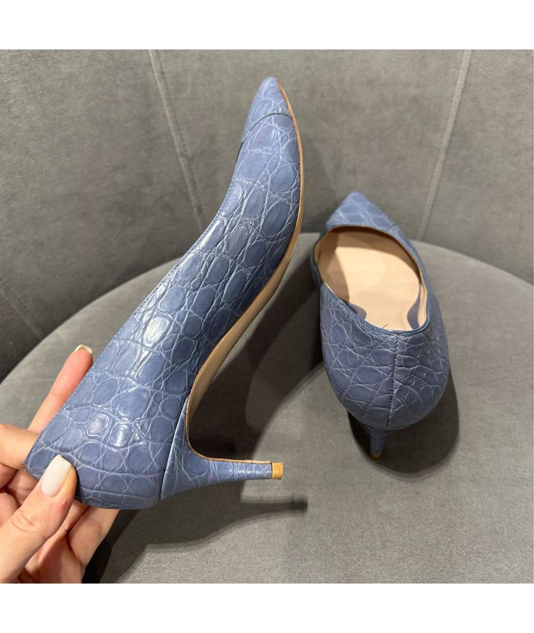 EMPORIO ARMANI Голубые туфли из экзотической кожи, фото 4