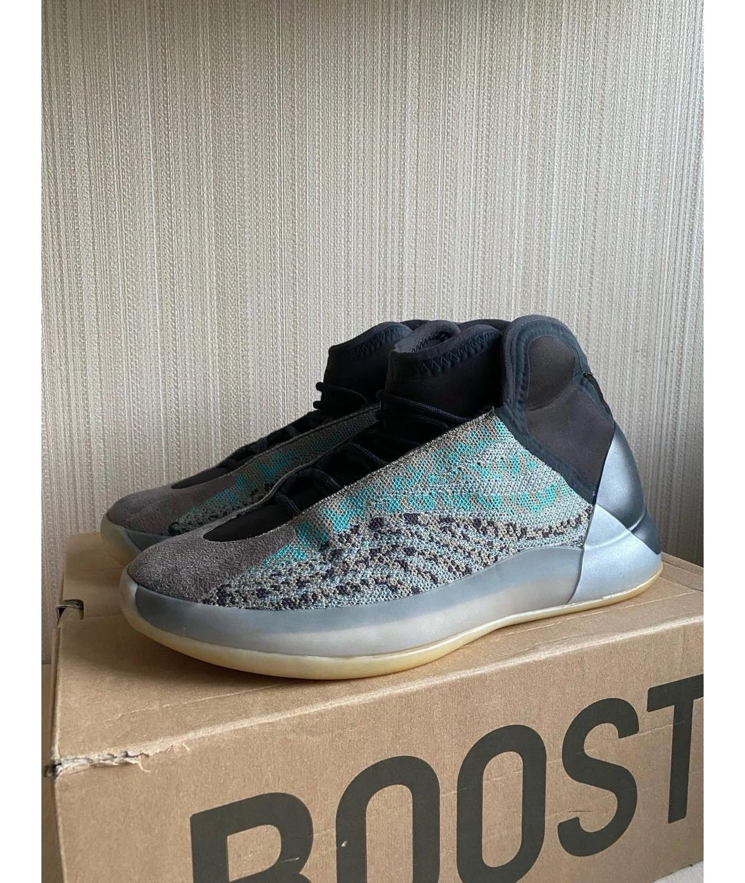 ADIDAS YEEZY Серые текстильные высокие кроссовки / кеды, фото 2