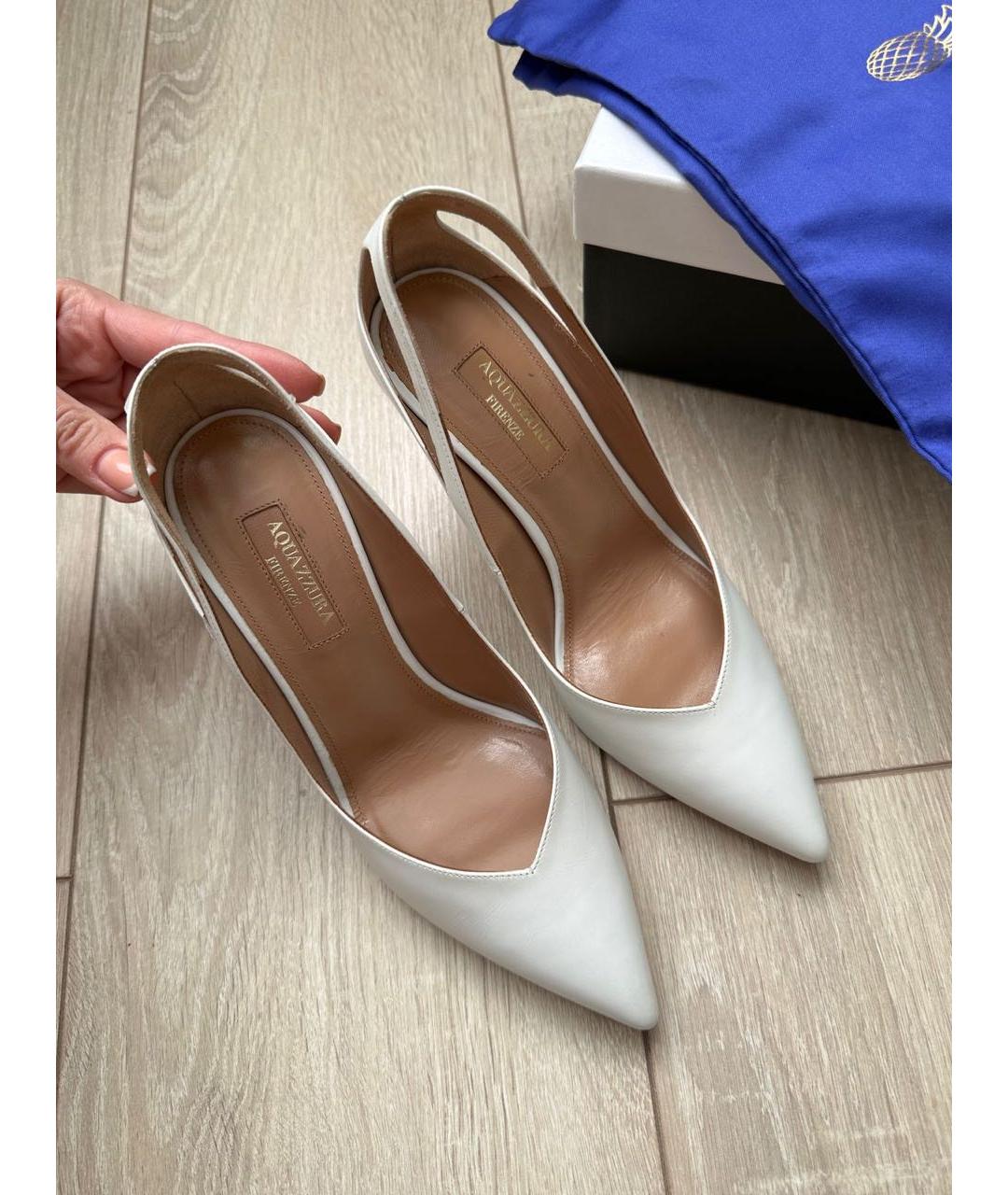 AQUAZZURA Белые кожаные туфли, фото 2