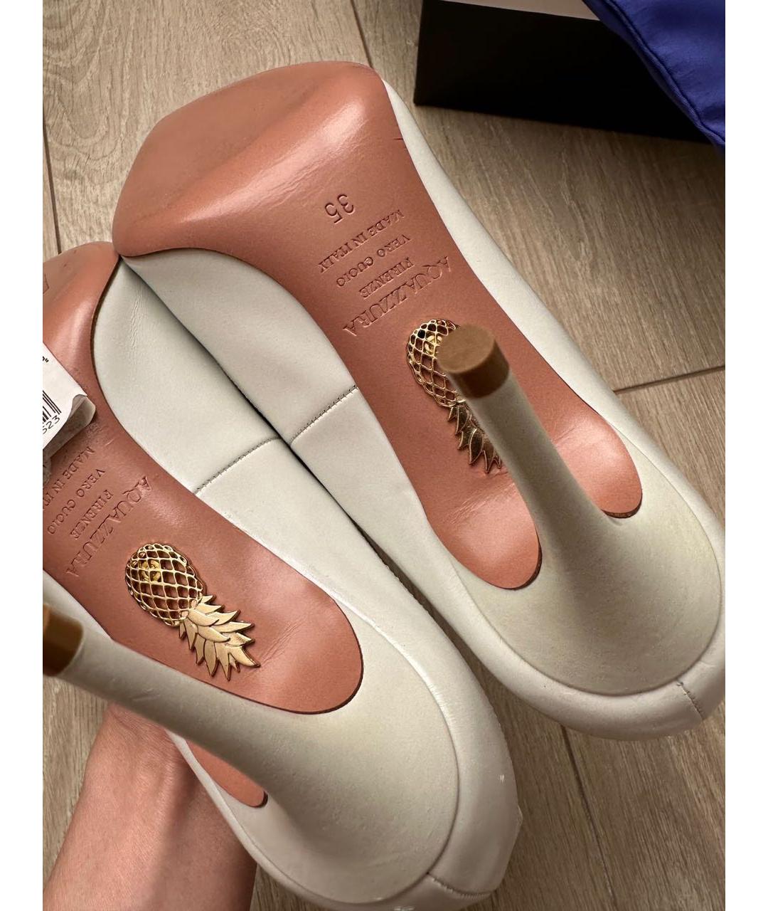 AQUAZZURA Белые кожаные туфли, фото 3