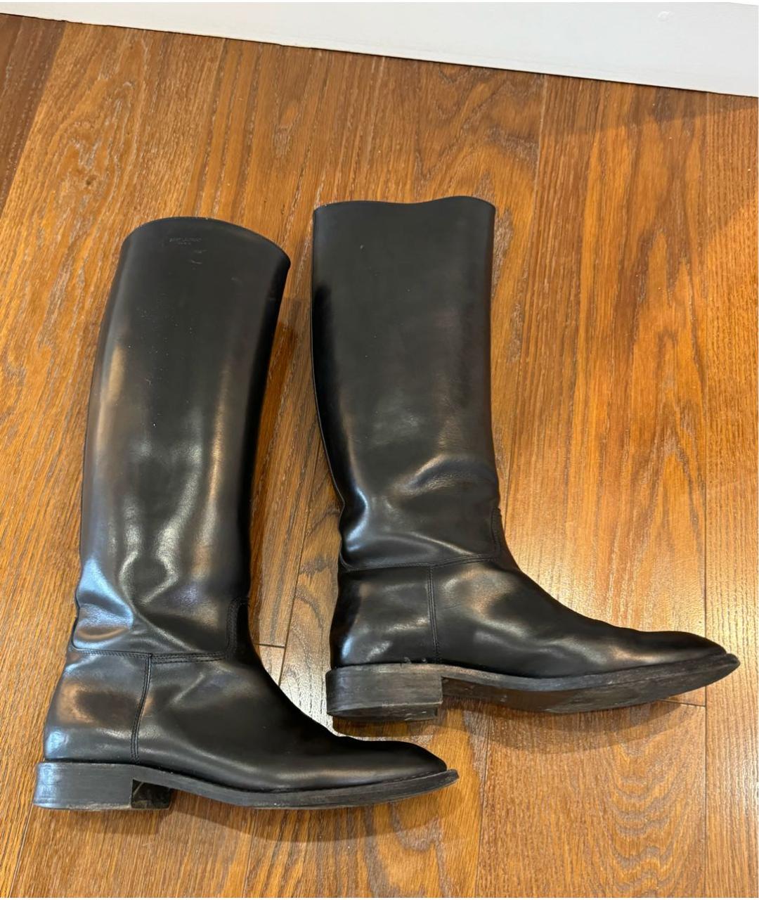 SAINT LAURENT Черные кожаные сапоги, фото 4