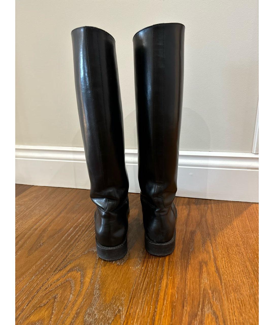 SAINT LAURENT Черные кожаные сапоги, фото 3