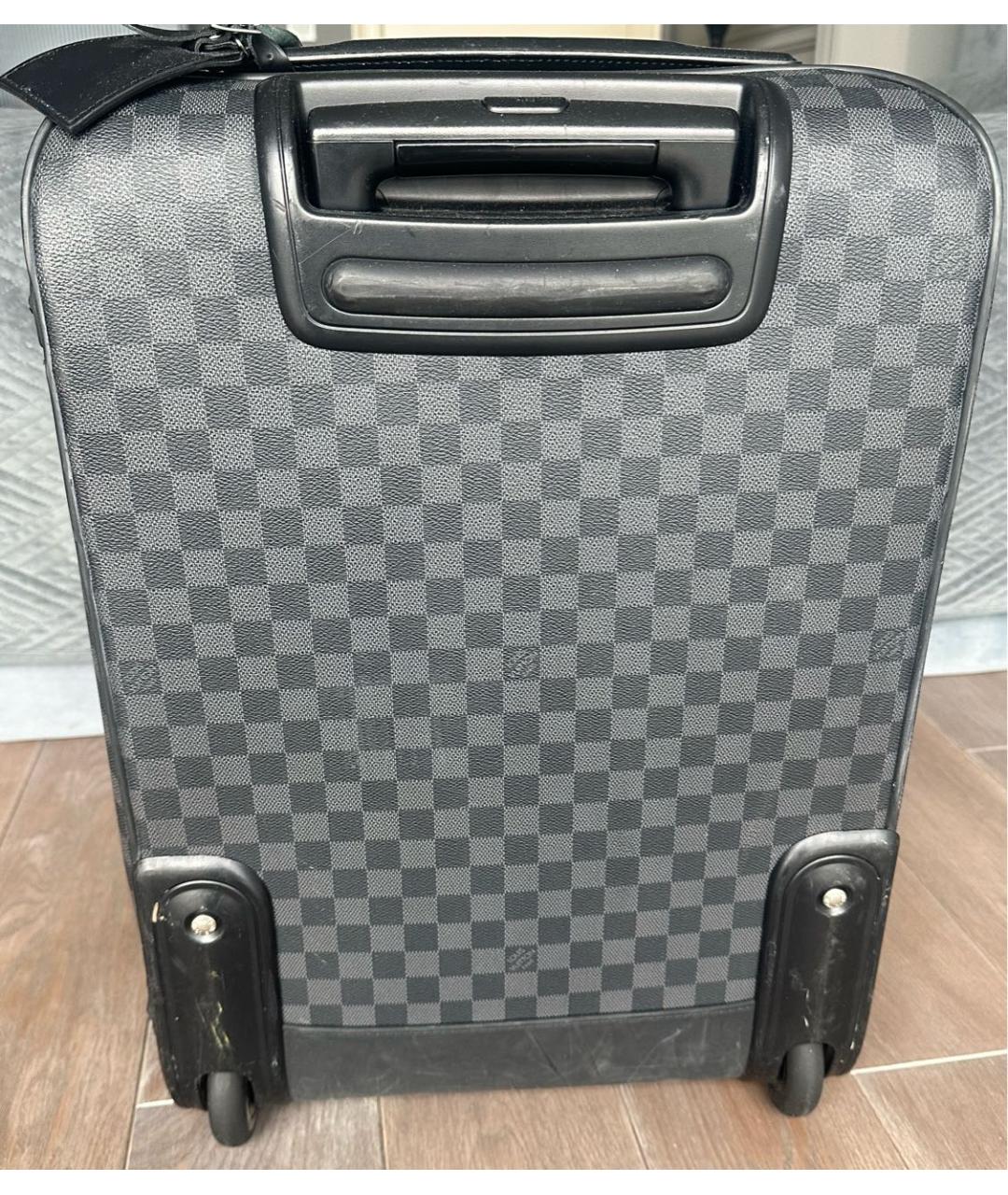 LOUIS VUITTON Черный кожаный чемодан, фото 2