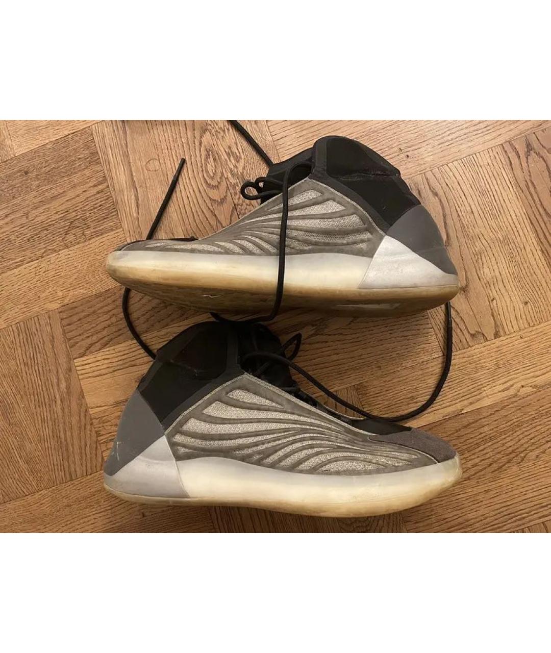 ADIDAS YEEZY Серые текстильные высокие кроссовки / кеды, фото 2