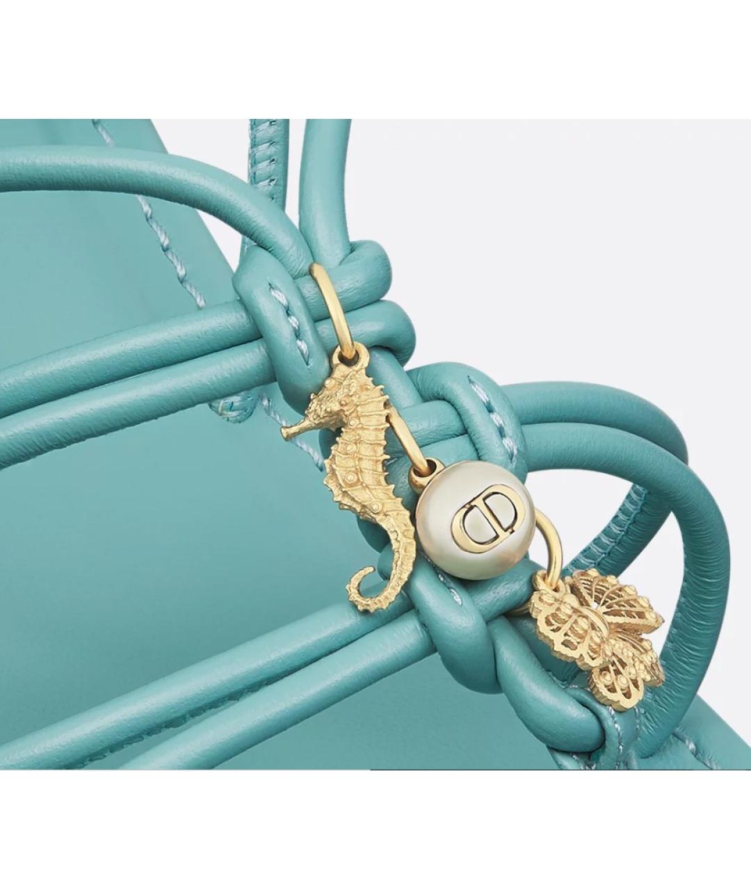CHRISTIAN DIOR Голубые кожаные сандалии, фото 4