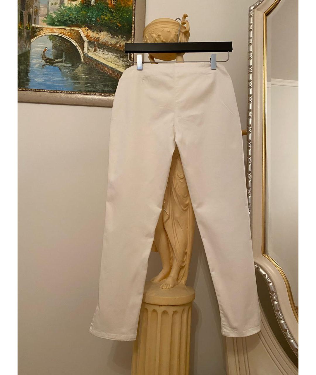 ERMANNO SCERVINO Белые хлопковые прямые брюки, фото 2