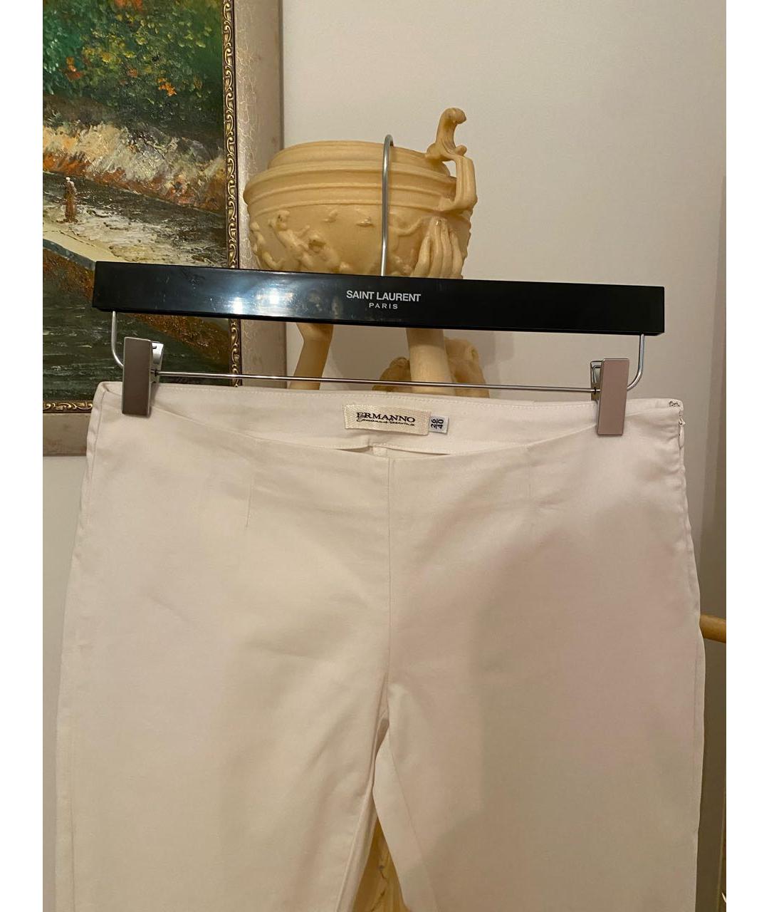 ERMANNO SCERVINO Белые хлопковые прямые брюки, фото 4