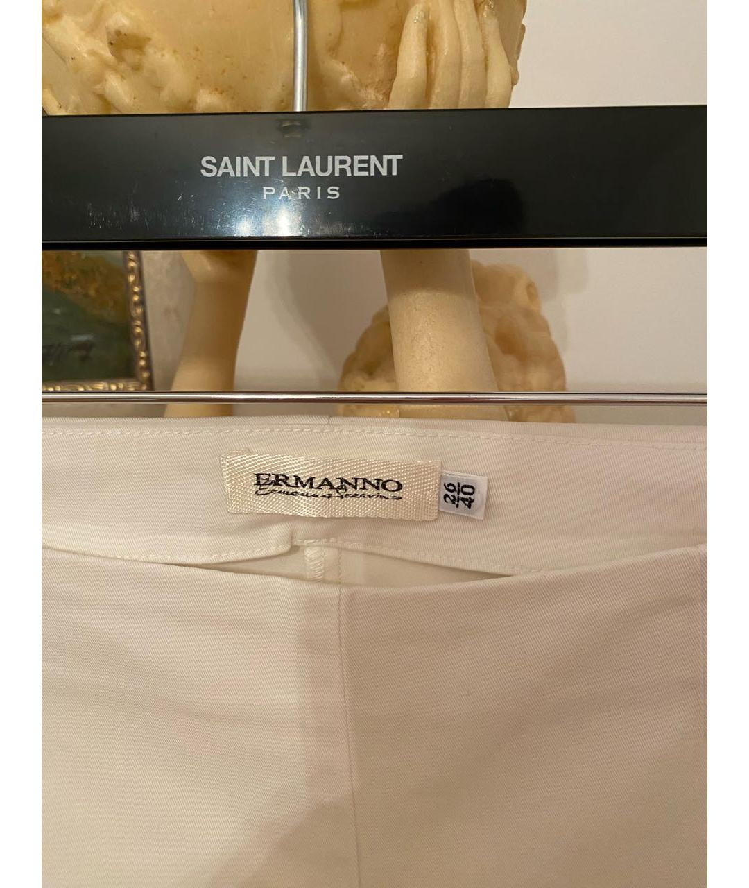 ERMANNO SCERVINO Белые хлопковые прямые брюки, фото 3