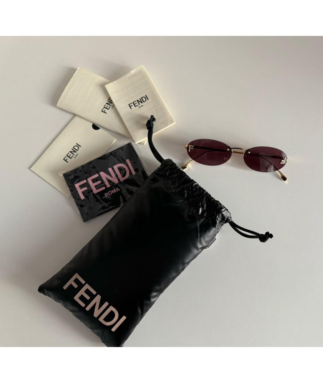 FENDI Розовые металлические солнцезащитные очки, фото 3