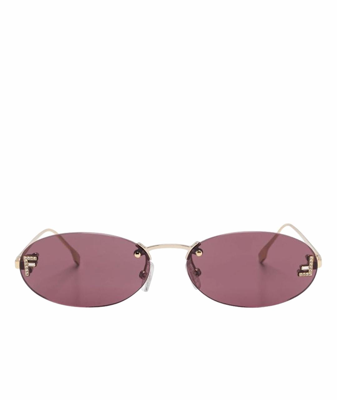 FENDI Розовые металлические солнцезащитные очки, фото 1