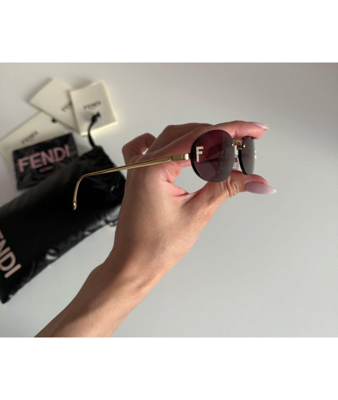 FENDI Розовые металлические солнцезащитные очки, фото 4