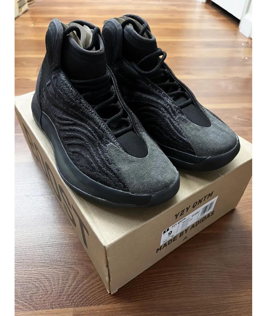 ADIDAS YEEZY Черные текстильные высокие кроссовки / кеды, фото 2