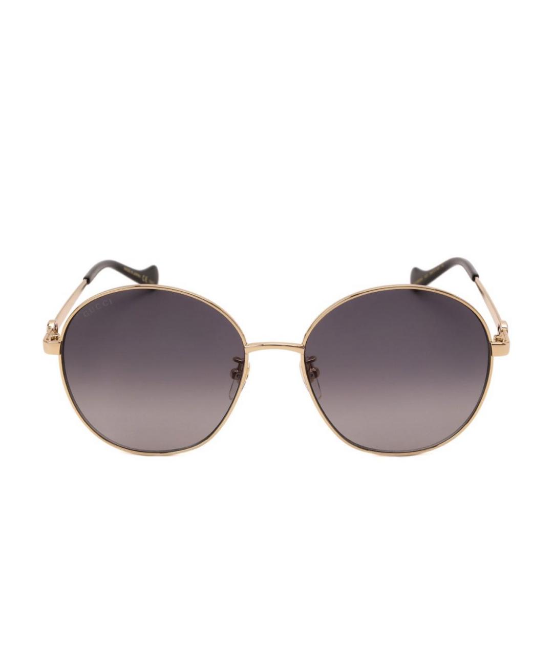 GUCCI Золотые металлические солнцезащитные очки, фото 1