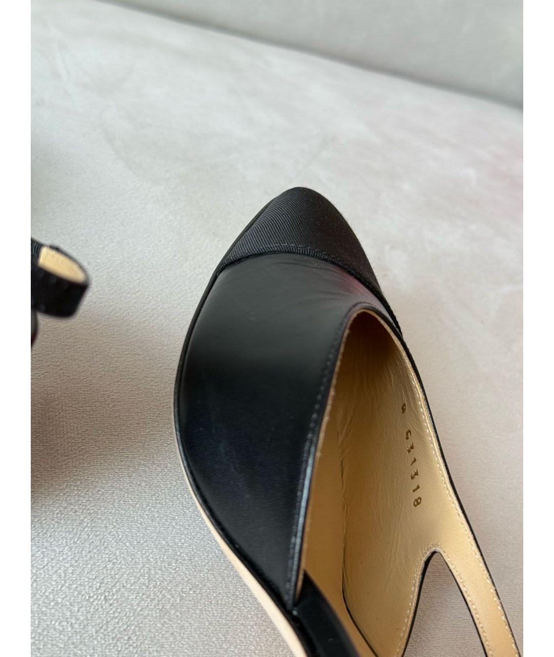 CHANEL Черные кожаные лодочки на низком каблуке, фото 5