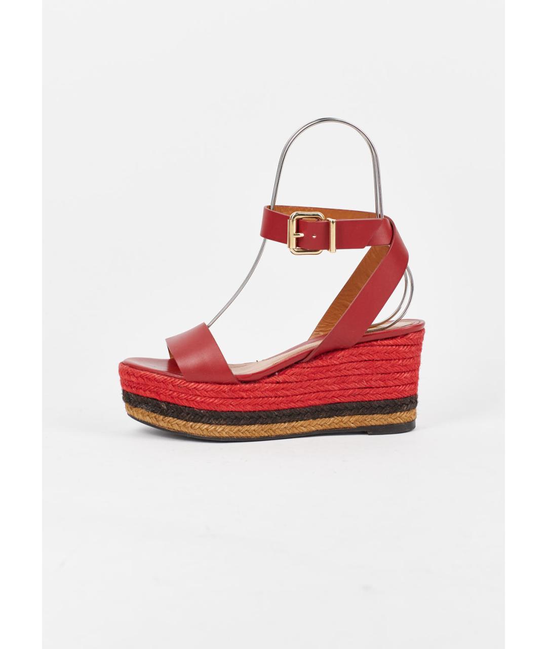 FENDI Красные кожаные босоножки, фото 6