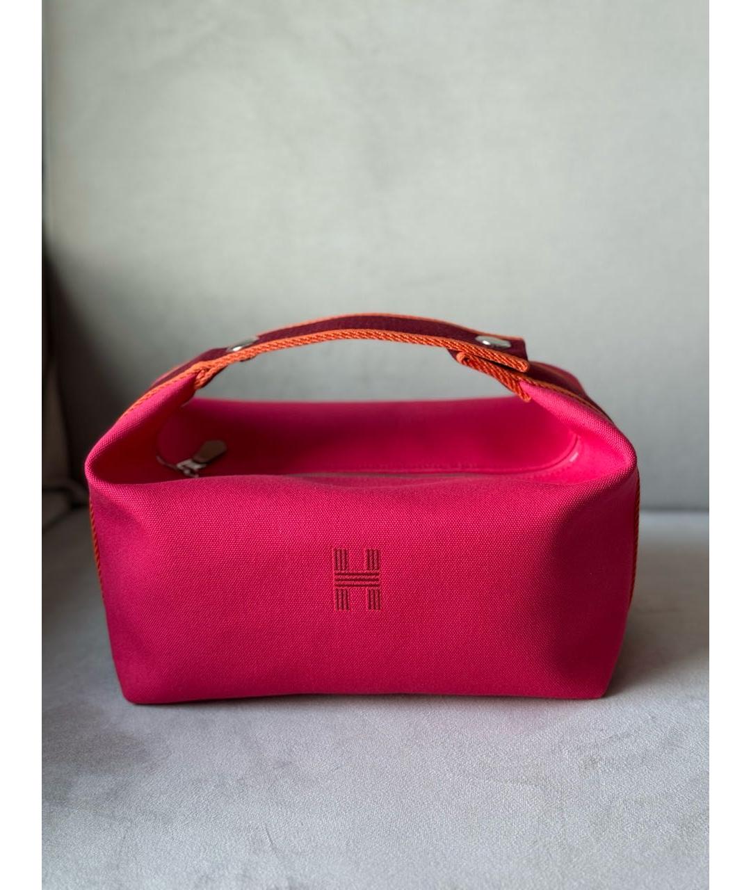 HERMES Розовая хлопковая косметичка, фото 6