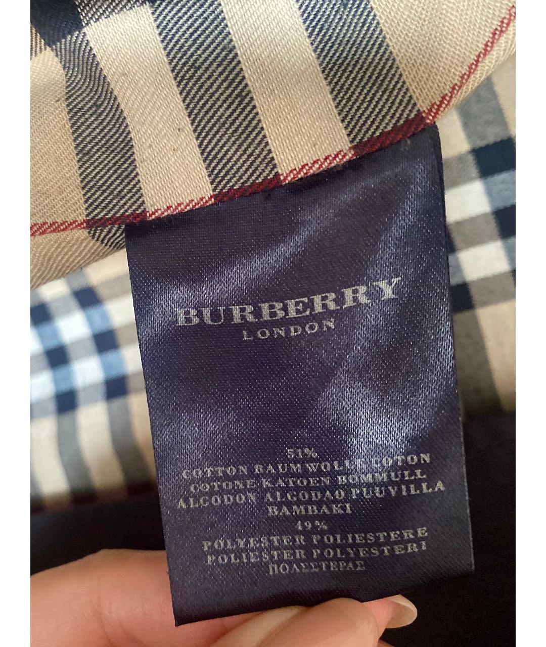 BURBERRY Темно-синий хлопковый тренч/плащ, фото 7