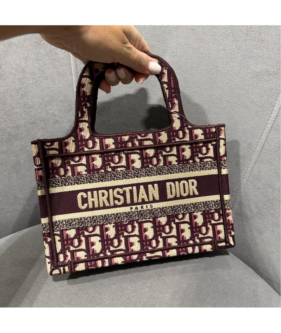 CHRISTIAN DIOR Бордовая тканевая пляжная сумка, фото 2