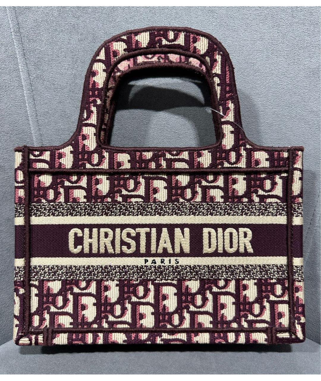 CHRISTIAN DIOR Бордовая тканевая пляжная сумка, фото 6