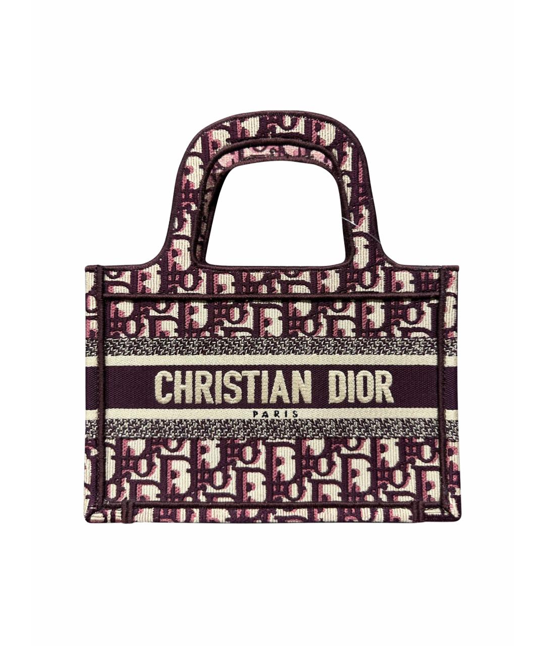 CHRISTIAN DIOR Бордовая тканевая пляжная сумка, фото 1