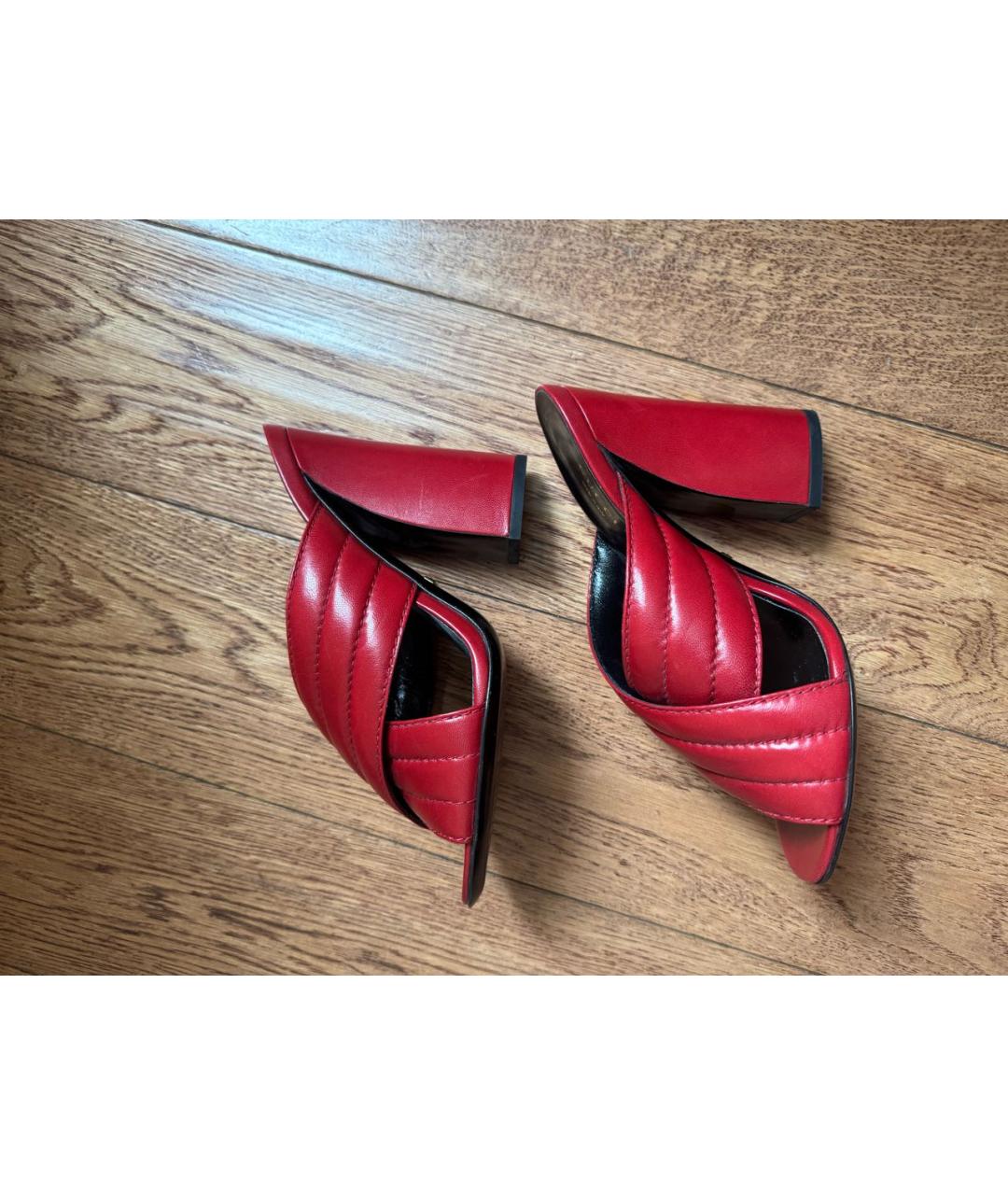 GUCCI Красные кожаные мюли, фото 9