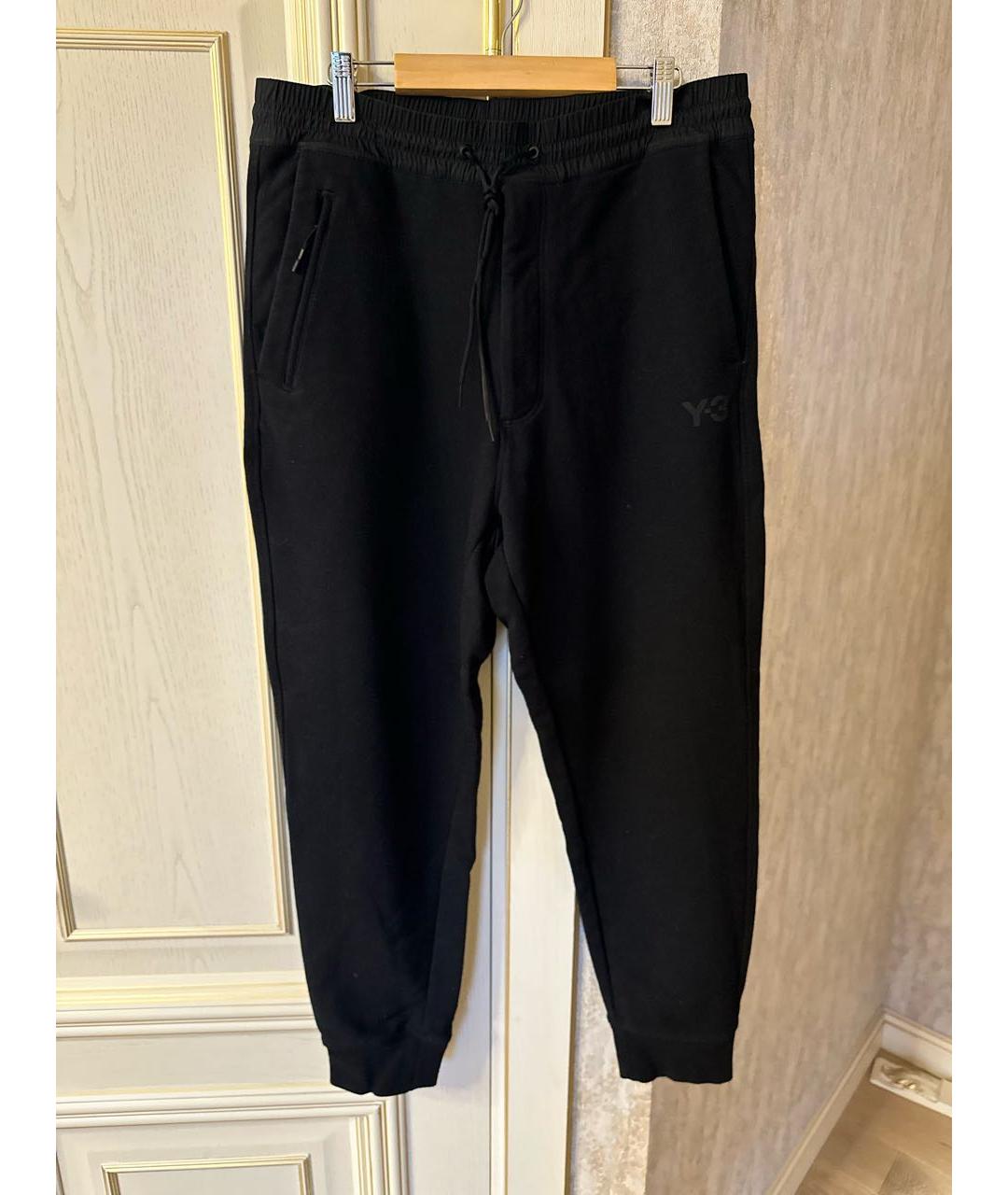 Y-3 Черные хлопковые повседневные брюки, фото 7