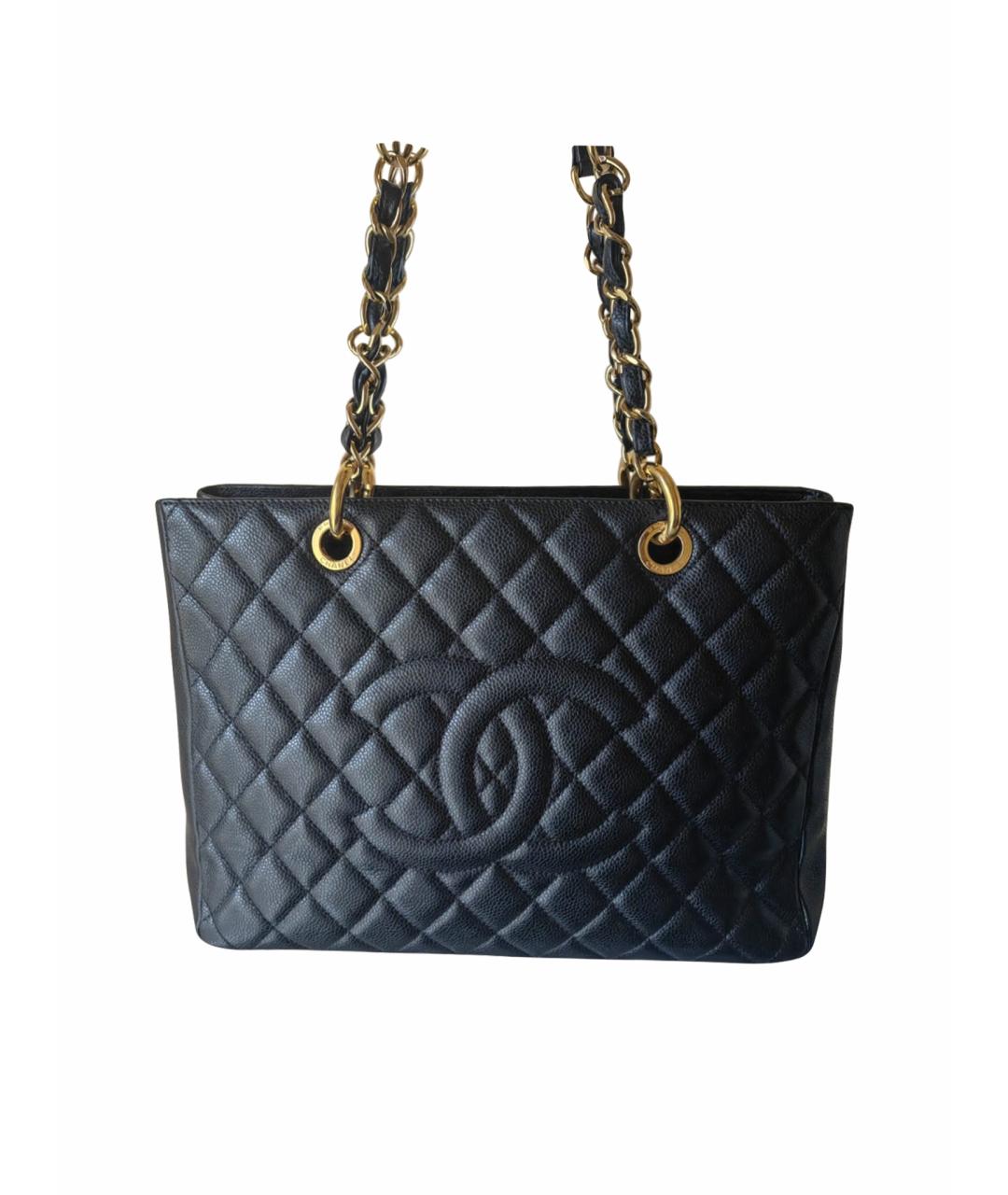 CHANEL Черная кожаная сумка тоут, фото 4