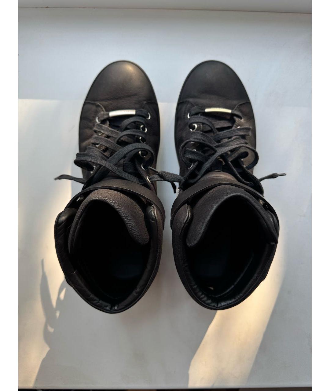 DIOR HOMME Черные кожаные высокие кроссовки / кеды, фото 3