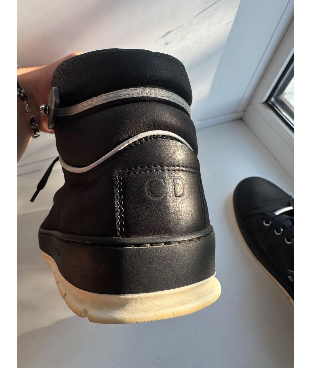 DIOR HOMME Черные кожаные высокие кроссовки / кеды, фото 5