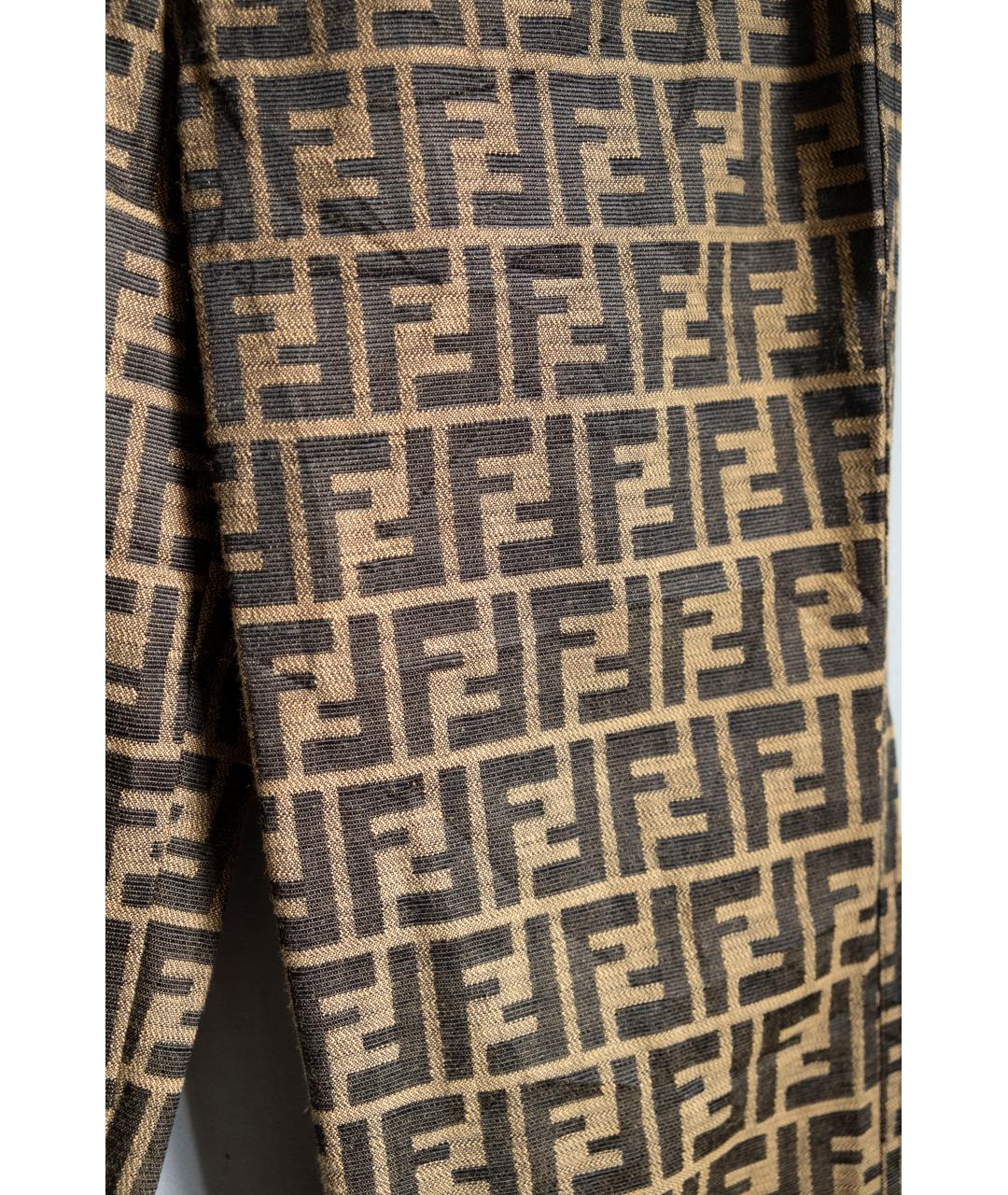 FENDI Горчичные полиэстеровые брюки узкие, фото 3