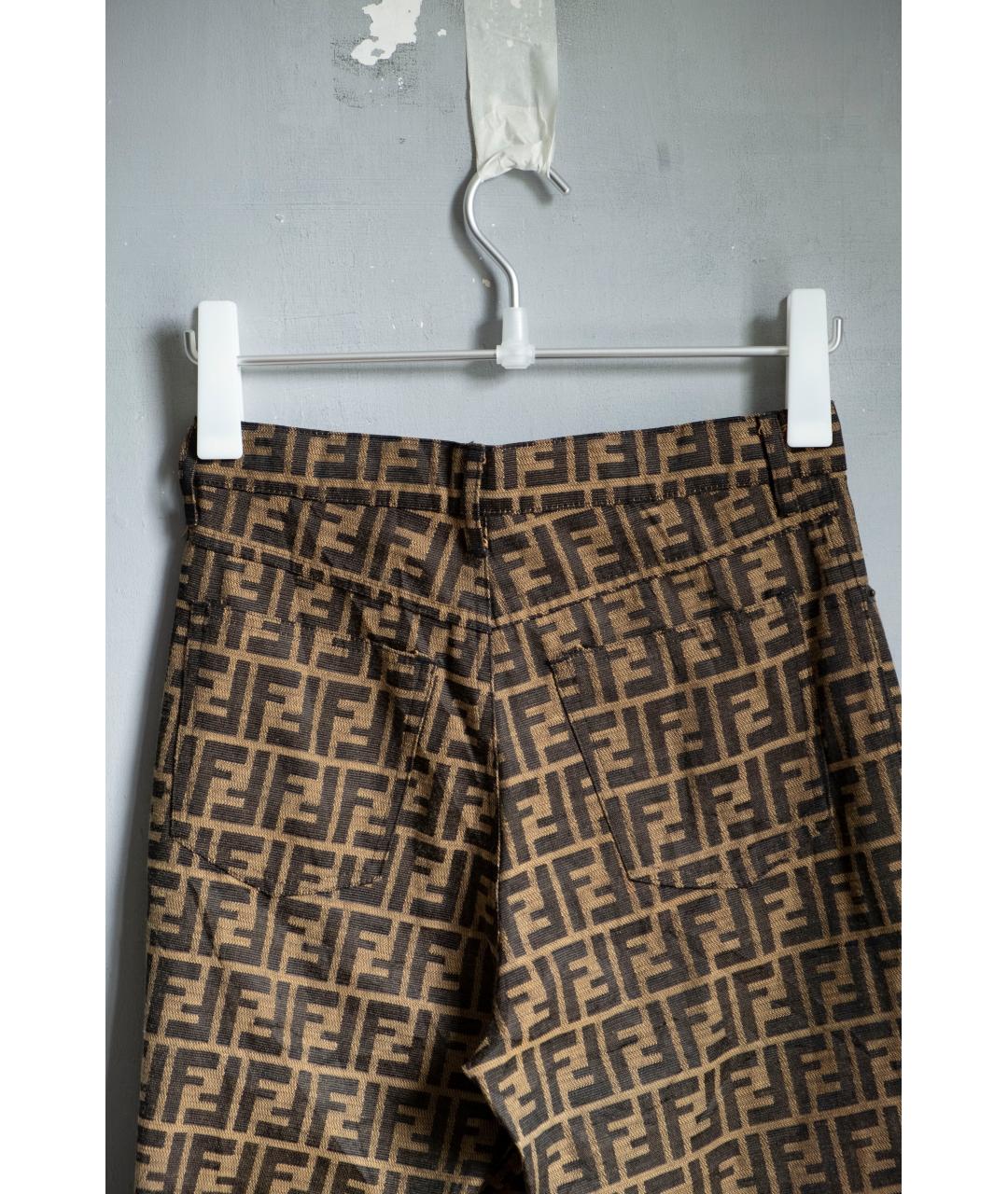 FENDI Горчичные полиэстеровые брюки узкие, фото 5