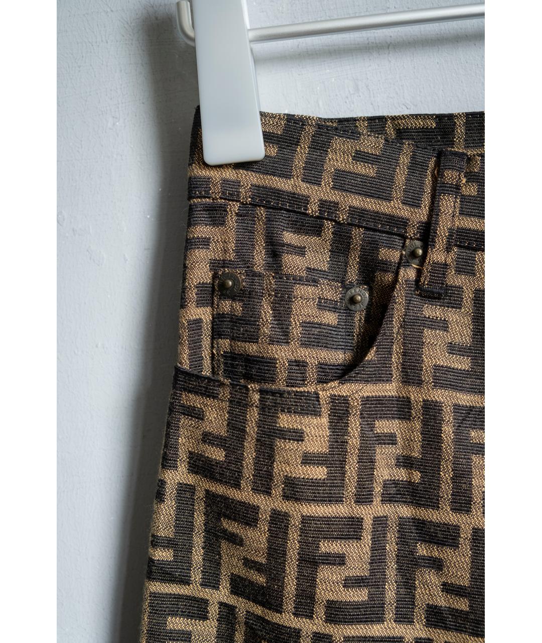 FENDI Горчичные полиэстеровые брюки узкие, фото 4